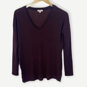 Aritzia Wilfred Sherbrooke Purple V-Neck Sweater Top‎ Size XS Stretch Minimalist